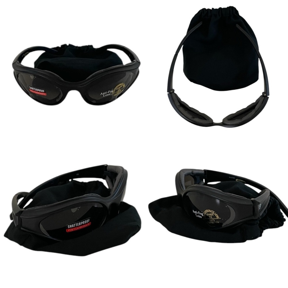 Black Sports Shatter Proof Polycarbonate Foam Lined Anti-Fog Len UV400 Glasses
